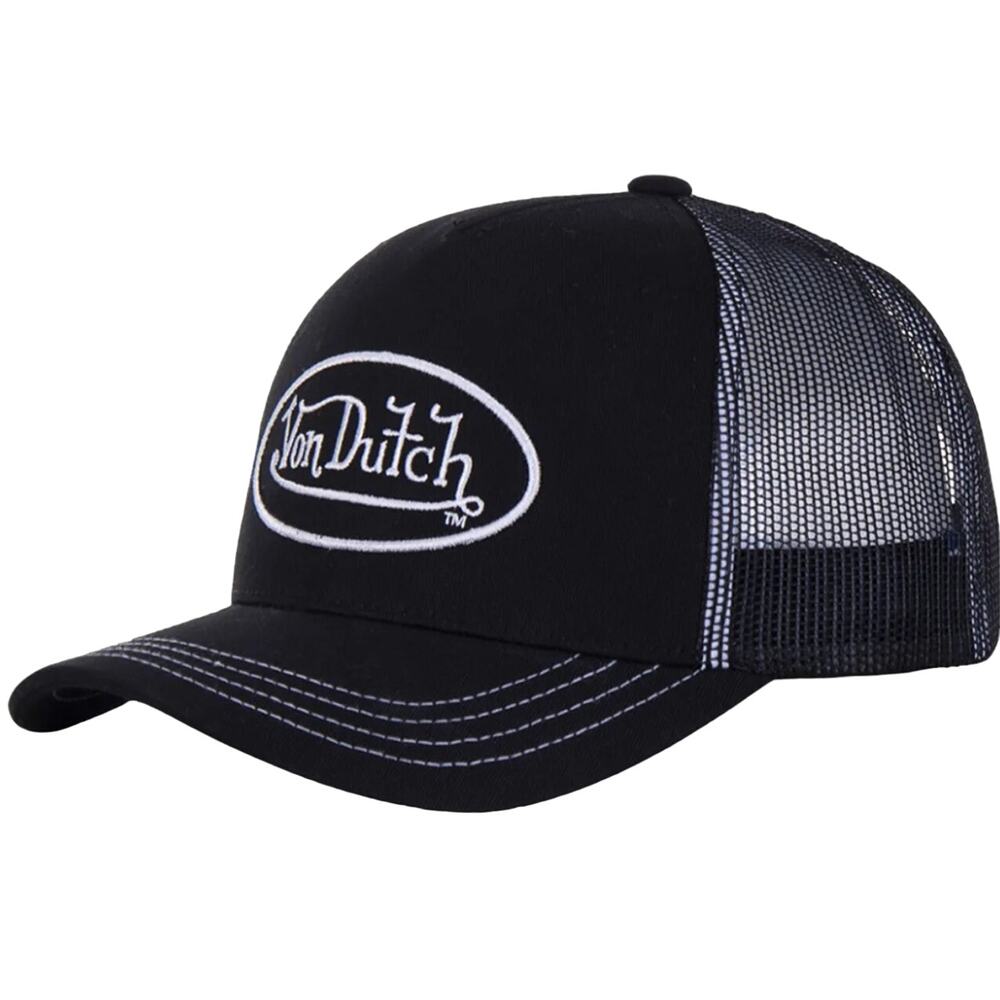 Von Dutch Trucker Hat Classic 51 Black Embroidered Logo Patch Snapback Cap New